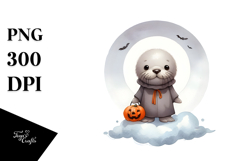 Cute Baby Walrus on Cloud PNG Product Image 1