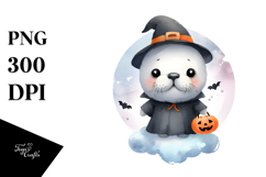 Cute Baby Walrus Halloween PNG Product Image 1