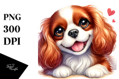 Watercolor Cute Cavalier King Charles Spaniel PNG Product Image 1
