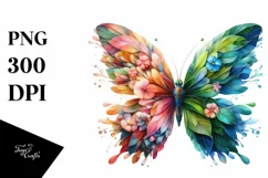Vibrant Butterfly with Flowers, Abstract PNG Product Image 3