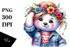 Cute Baby Bear with Cool Haircut PNG Product Image 1