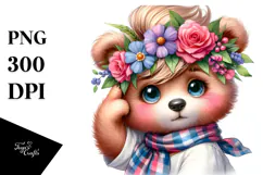 Cute Baby Bear with Cool Haircut PNG Product Image 1