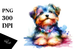 a Cute Vibrant Yorkipoo Sitting on Belly PNG Product Image 1