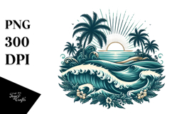 Vintage Tropical Waves PNG Product Image 1