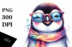 Whimsical Penguin Portrait with Sunglasses | Clipart Product Image 1