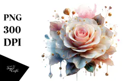 Glossy Rose Watercolor Splash PNG Product Image 1