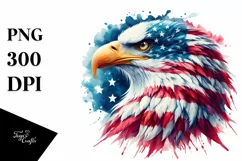 Patriotic Bald Eagle USA Colors | Watercolor Clipart Product Image 3