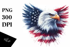 Patriotic Bald Eagle USA Colors | Watercolor Clipart Product Image 3