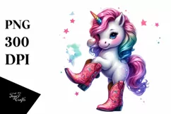Baby Unicorn with Line Dancer's Boots PNG Product Image 3