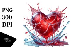 iCy Red Glossy Heart on a Splashy Background Product Image 1