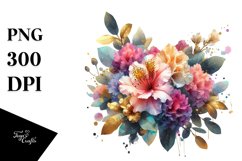 Vibrant Rhododendron Bouquet | Sublimation | Clipart Product Image 1