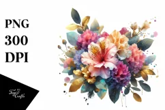 Vibrant Rhododendron Bouquet | Sublimation | Clipart Product Image 1