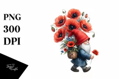 Gnome Poppy Bouquet Basket Clipart Product Image 3