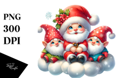 Cute Vintage Santa with Gnomes, Transparent PNG Product Image 1