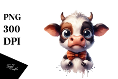 Funny Cow with Bow and Tie, High-Quality PNG Product Image 1