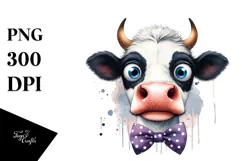 Funny Cow with Bow and Tie PNG Product Image 1