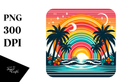 Retro Tropical Rainbow Sunset PNG Product Image 1