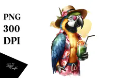 Digital Parrot in Hipster Beachwear PNG Product Image 1
