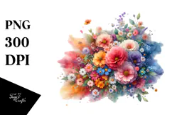 Colorful Flower with Splashes PNG Product Image 1