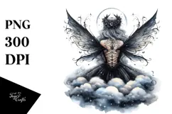 Gothic Fairy on the Moon, Transparent PNG Product Image 1