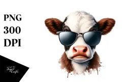 Funny Cow with Sunglasses PNG Product Image 1