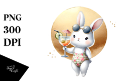 Playful Bunny with Cocktail, High-Quality PNG Product Image 1