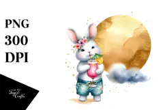 Cute Bunny with Beachwear PNG Product Image 1