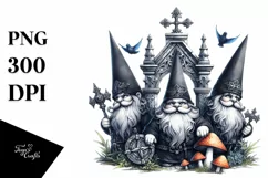 Detailed Gothic Gnome Watercolor Clipart Product Image 1