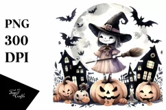 Simple Halloween Witch Watercolor Art | Clipart Product Image 1