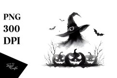 Simple Halloween Witch Watercolor Art | Clipart Product Image 1
