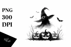Simple Halloween Witch Watercolor Art | Clipart Product Image 1