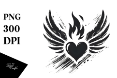 Heart with Wings and Fire PNG Product Image 1