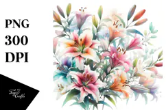 Abstract Watercolor Colorful Lily, Transparent PNG Product Image 1