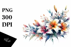Abstract Watercolor Colorful Lily, Transparent PNG Product Image 1