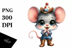 Watercolor Baby Mouse | Party Hat | Cowboy Boots Product Image 1