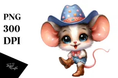 Watercolor Baby Mouse | Party Hat | Cowboy Boots Product Image 1