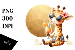 Beach Giraffe with Cocktail PNG Product Image 1