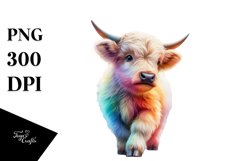 Colorful Baby Highland Cow Ballroom PNG Product Image 3