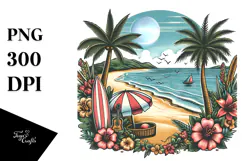 Vintage Tropical Beach, 20 oz Tumbler Product Image 1