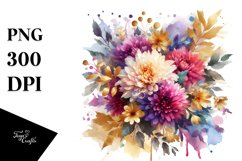 Vibrant Chrysanthemum Splash Bouquet | Sublimation | Clipart Product Image 1