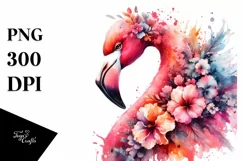 Artistic Flamingo Half Flowers Splash | Clipart Product Image 1