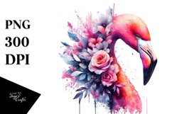 Artistic Flamingo Half Flowers Splash | Clipart Product Image 3