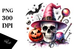 Watercolor Haloween SKULL|Clipart Product Image 3