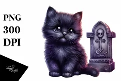 Cute Baby Black Cat Halloween | Sublimation Clipart Product Image 3