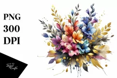 Colorful Lobelia Bouquet | Sublimation | Clipart Product Image 1