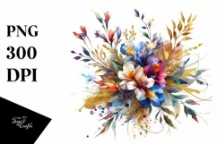 Colorful Lobelia Bouquet | Sublimation | Clipart Product Image 1