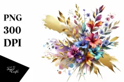 Colorful Lobelia Bouquet | Sublimation | Clipart Product Image 3