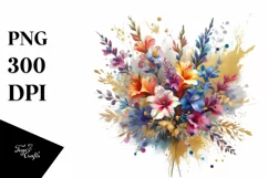 Colorful Lobelia Bouquet | Sublimation | Clipart Product Image 3