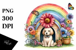 Colorful Dog House with Rainbow Bird Clipart Product Image 1