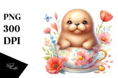 Sweet Baby Walrus in Tea Cup | Clipart Product Image 3